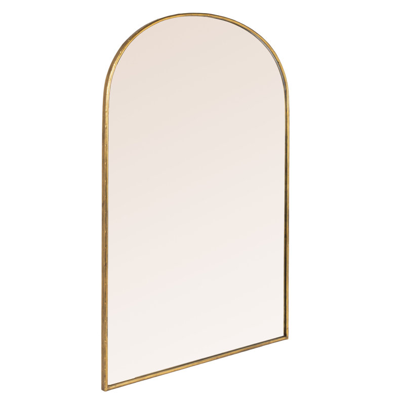 Arjona Tall Arched Metal Framed Wall Mirror, Gold