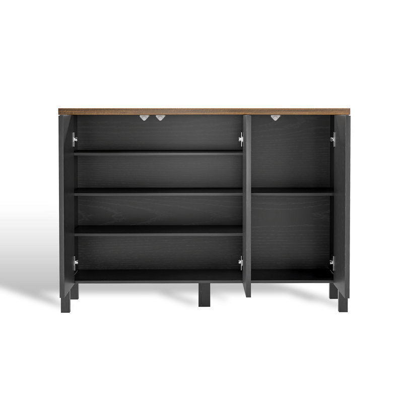 Modern Freestanding Shoe Storage Cabinet With Adjustable Shelves And Large Capacity, Black