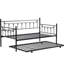 Lit de jour moderne noir avec couchette - structure en métal pour une utilisation durable, option d'espace, expérience sonore, facile à assembler, convient à tous les matelas, capacité de poids de 250/350 lb