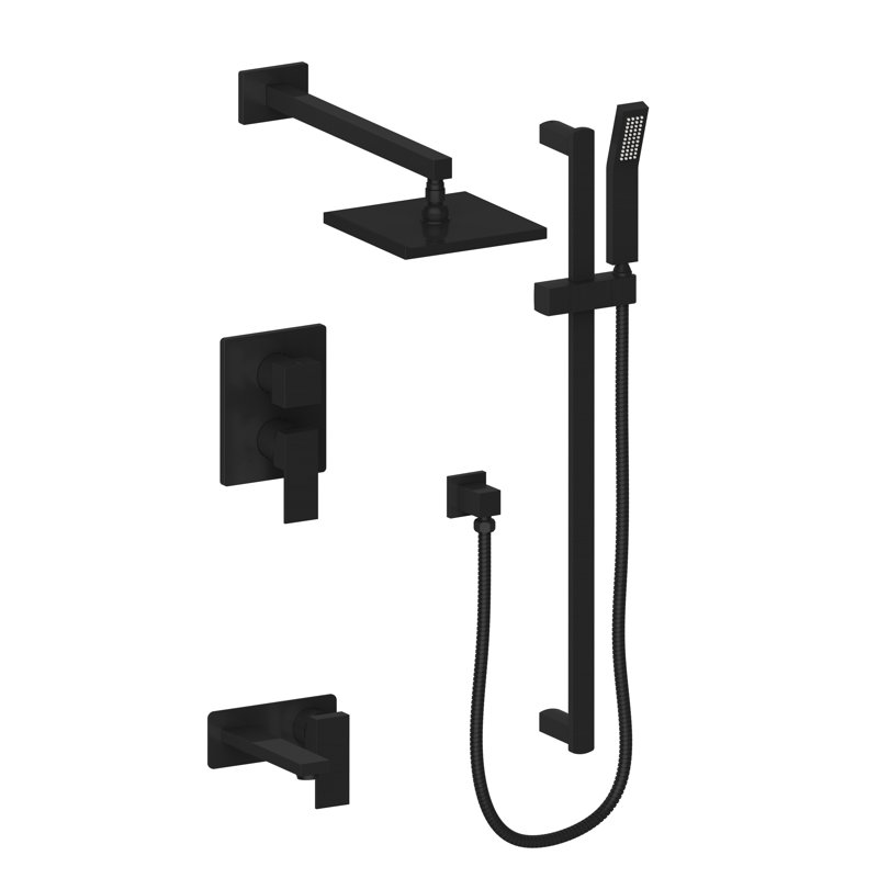Bliss Complete Shower System with Rough-in Valve, Matte Black