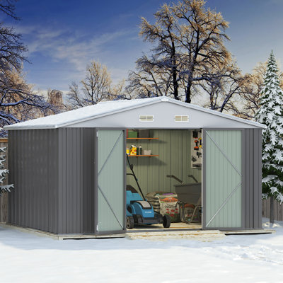 10 ft. W X 8 ft. D/10ft. D Outdoor Garden Metal Storage Shed With Lockable Double Doors