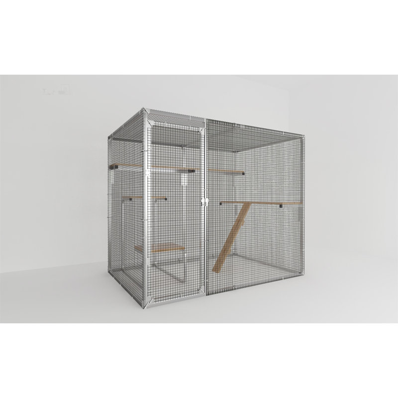 Spacieux Catio et parc avec plusieurs plateformes, filet de sécurité et assemblage pour l'intérieur et l'extérieur