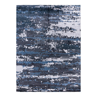 Modern One-of-a-Kind Rectangle 9'1" X 12'1" Silk Area Rug Blue