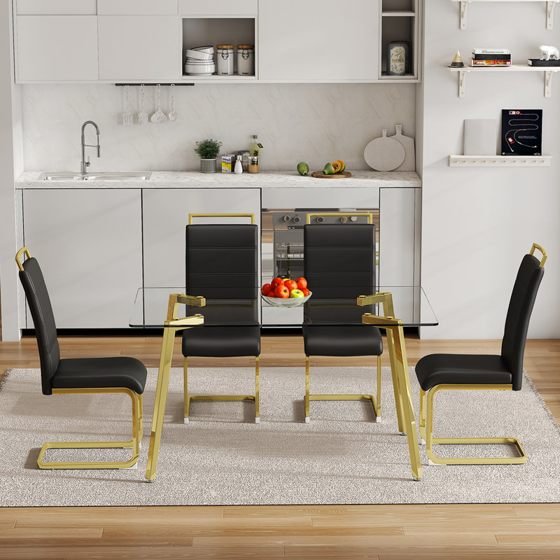 Ensemble de table de salle à manger de 51 po pour 4 personnes, petite table de salle à manger pour 4 personnes avec cuisine - Conception peu encombrante