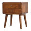 Table de chevet courbée en bois et châtaignier, 2 tiroirs, pieds de style nordique, brun