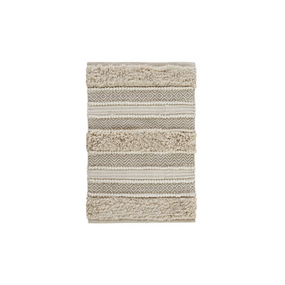 Woven Texture Stripe Bath Rug Natural 20X32"