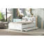 Lit double blanc avec tête de lit et ports - 3 tiroirs, lit gigogne simple, rangement en bois massif-290137144
