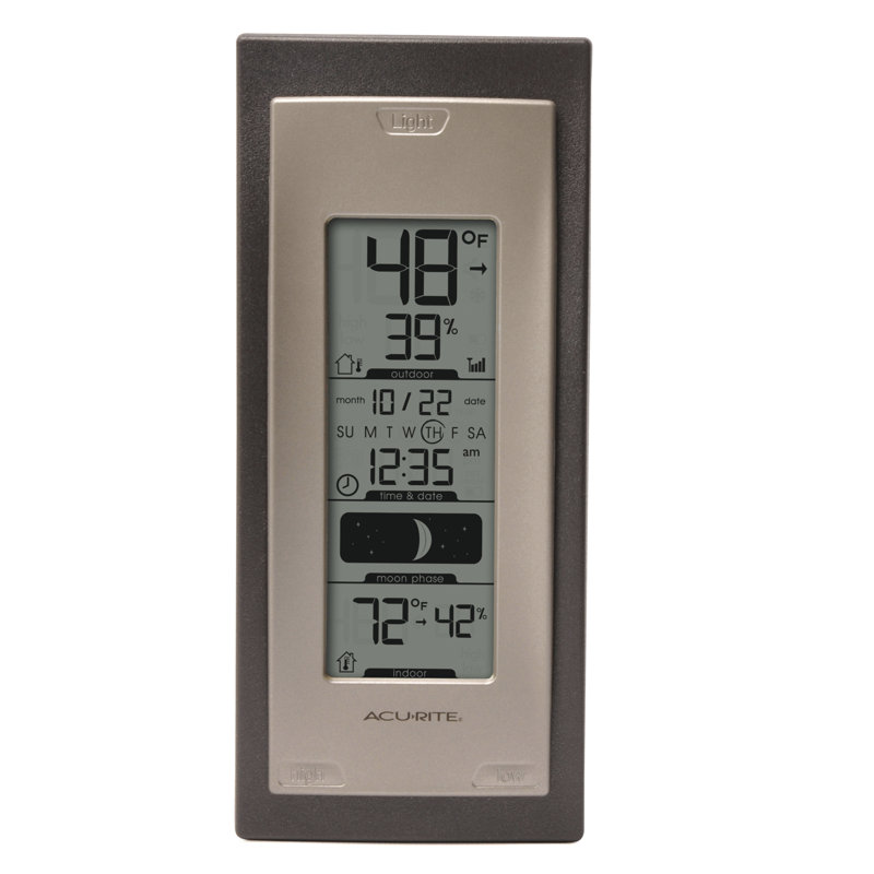 Thermomètre intérieur / extérieur sans fil AcuRite avec capteur d'humidité, information sur la phase de la lune et heure et date (00592A5)