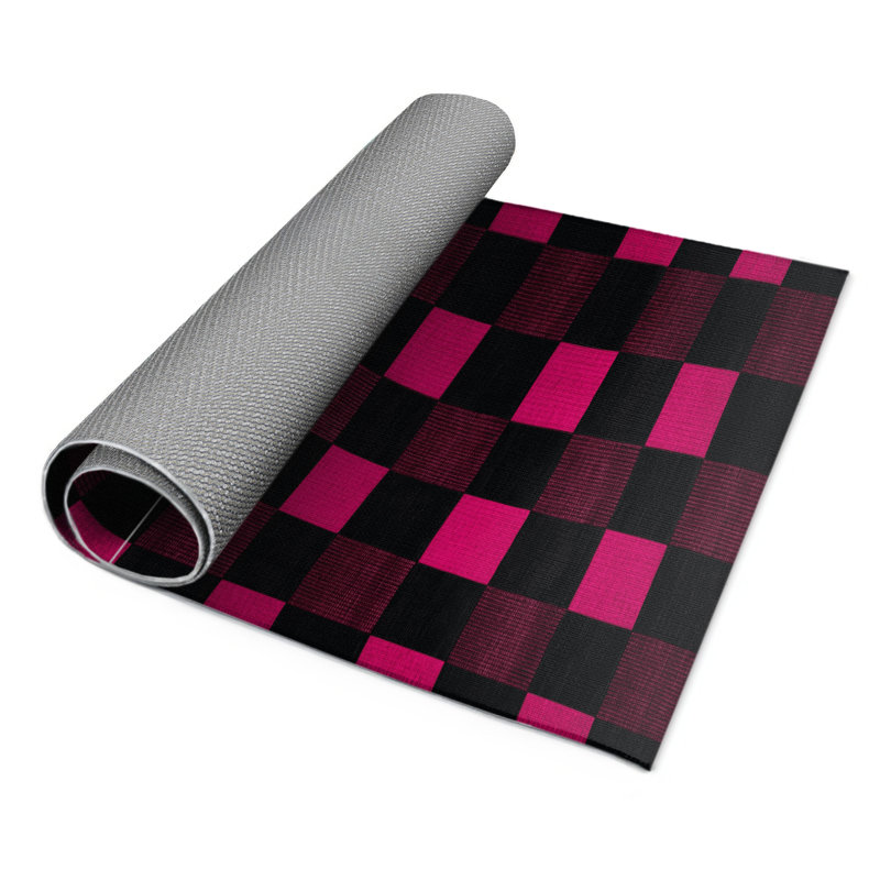 Tapis intérieur / extérieur mauve à carreaux, Rectangulaire 3 pi x 5 pi