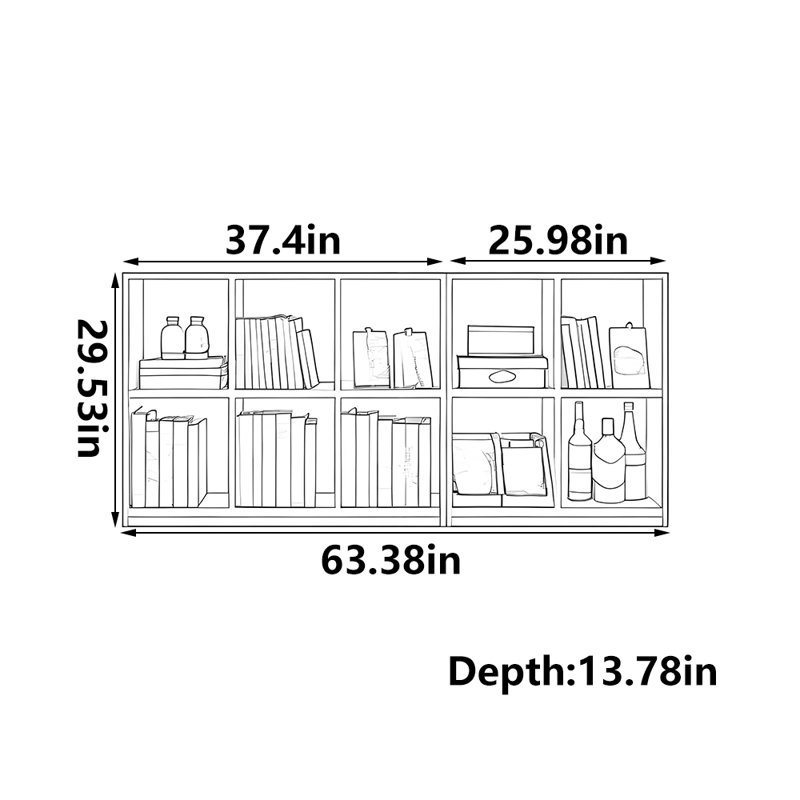 Astromeritis, Brown, (4 Shelves) 29.53"H x 63.38"W x 13.78"D