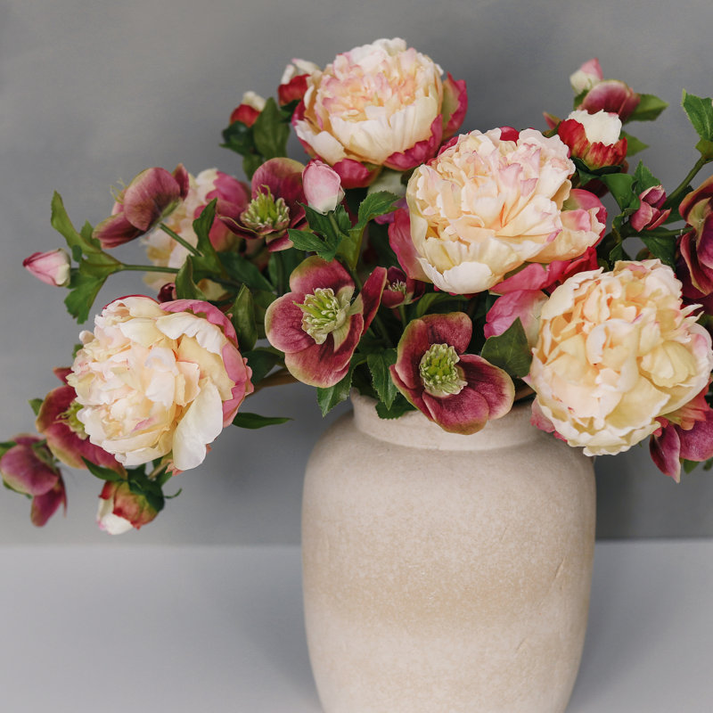 Peony Faux Floral, Yellow, 19.5" H x 5" W