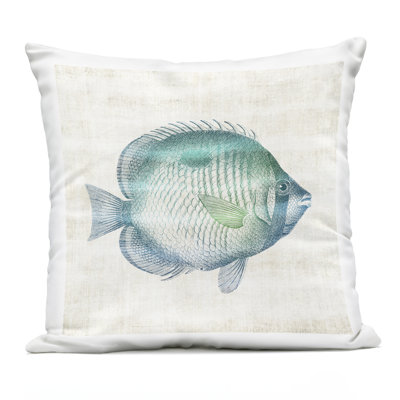 Fish Impression Sea Life Design by Susan Arnot Outdoor Printed Pillow