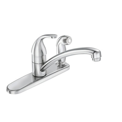 Robinet de cuisine à fixation sur comptoir à poignée simple avec douchette Moen Adler (plaque de pont incluse) (douchette latérale incluse)