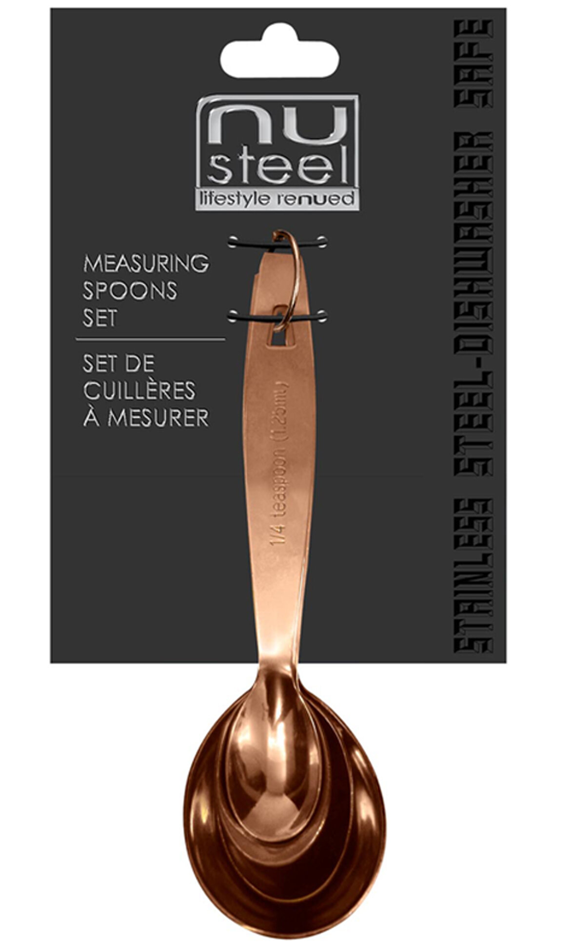 9-piece Set Of Kitchen And Baking Measuring Cups And Spoons, Stainless  Steel Copper Chrome, With Engraved Measurements