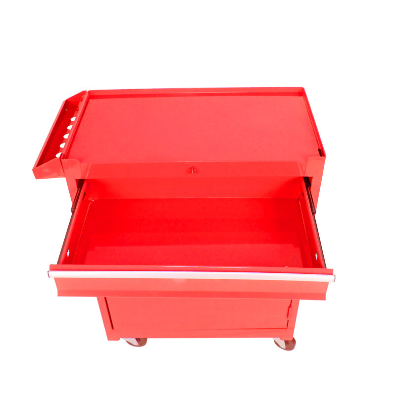 Armoire à outils rouge avec 5 tiroirs, roues verrouillables, tiroirs coulissants et tablette réglable pour atelier de rangement