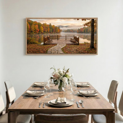 Tableau encadré sur toile « Lac d'automne », 122 x 61 cm (48 x 24 pouces), lot de 1