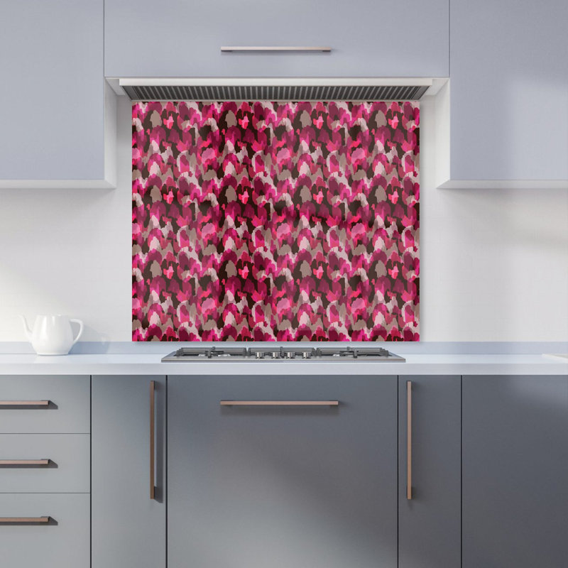 Modern Pink Animal Print Premium Glass Kitchen Splashback W600mm x H750mm
