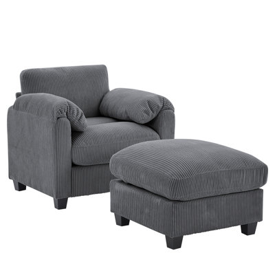34.6" Upholstered Accent Chair With Ottoman