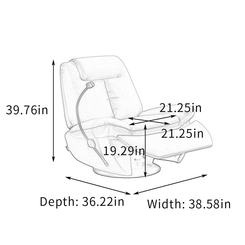 Single 360° Rotating Recliner with Phone Holder, Beige