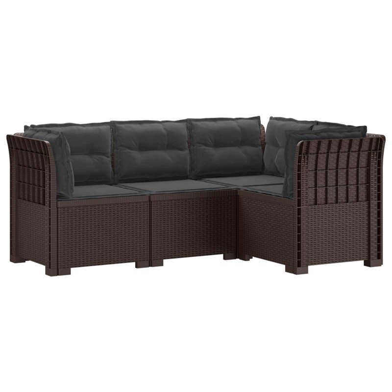 62 cm W Patio Sofa with Cushions, Anthracite, Brown