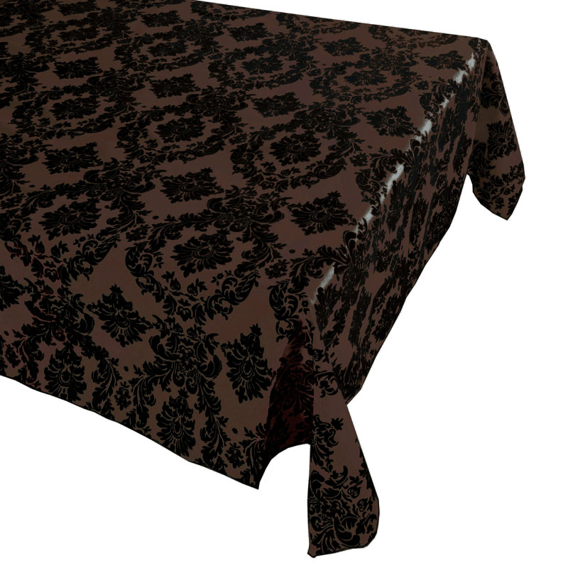 Damask Tablecloth, 120" x 58", Black/Brown