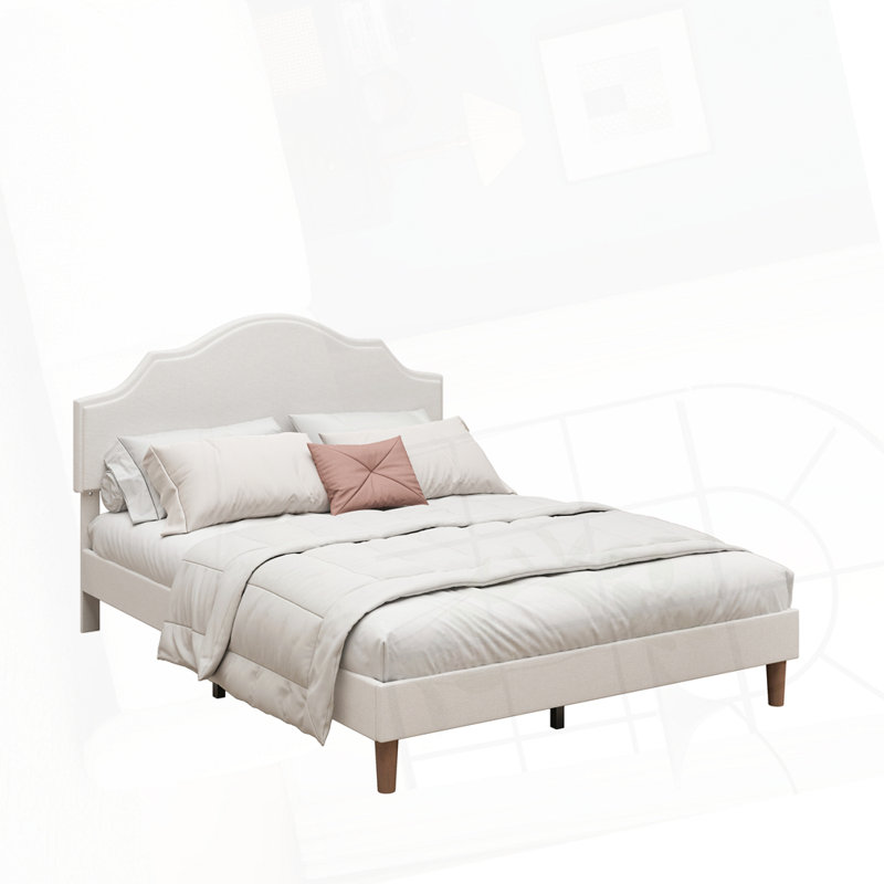 Lit plateforme réglable pour tête de lit, Blanc, Grand lit