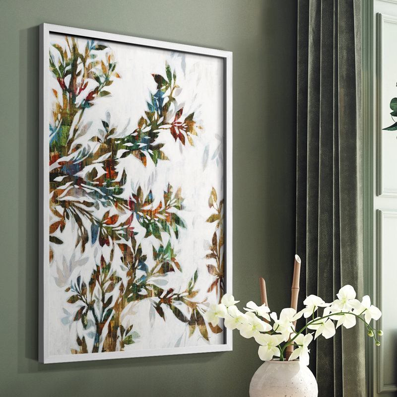 Arbre de vie II, reproduction encadrée - bois massif, Cadre simple blanc, H 14 po x l 11 po