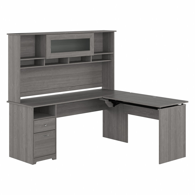 Huckins Adjustable L-Shaped Standing Desk, Modern Gray