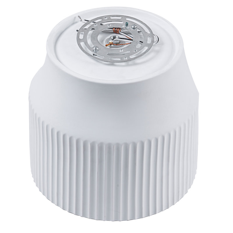 9.5" Modern Ceramic Flush Mount Ceiling Light, Minimalist White Cylinder Drum Shade with Vertical Stripes, E26 Base 60W Max, UL & ETL Listed, Perfect for Bedroom Hallway Kitchen
