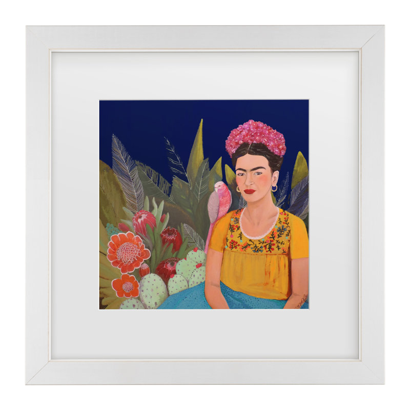 " Frida A Casa Azul Revisitated " by Sylvie Demers, White, 18" H x 18" W x 0.75" D