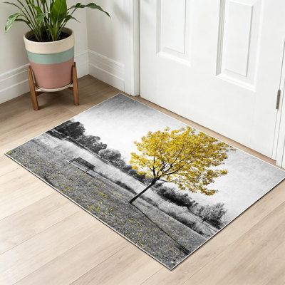 Tapis intérieur doré et noir lavable à la machine Park En