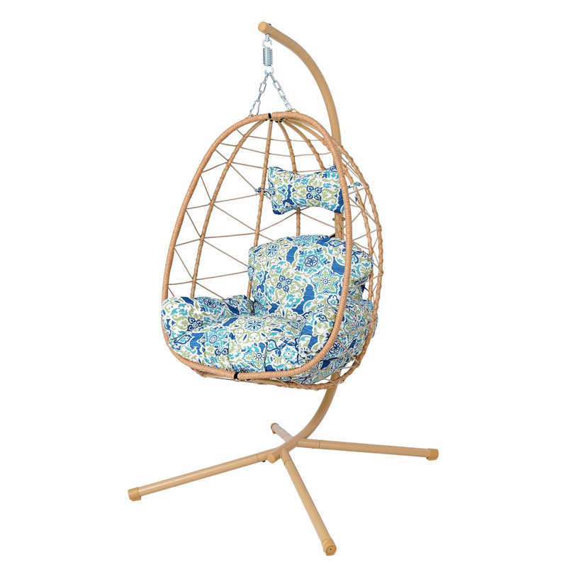 Fauteuil à œufs suspendu avec support, Yellow, Blue Floral
