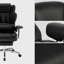Fauteuil de direction grand et grand avec repose-pieds, fauteuil d'ordinateur en cuir, dossier inclinable ergonomique pour grand bureau à domicile