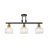 3-Light Black and Gold Bathroom Vanity Light with Clear Glass Shades