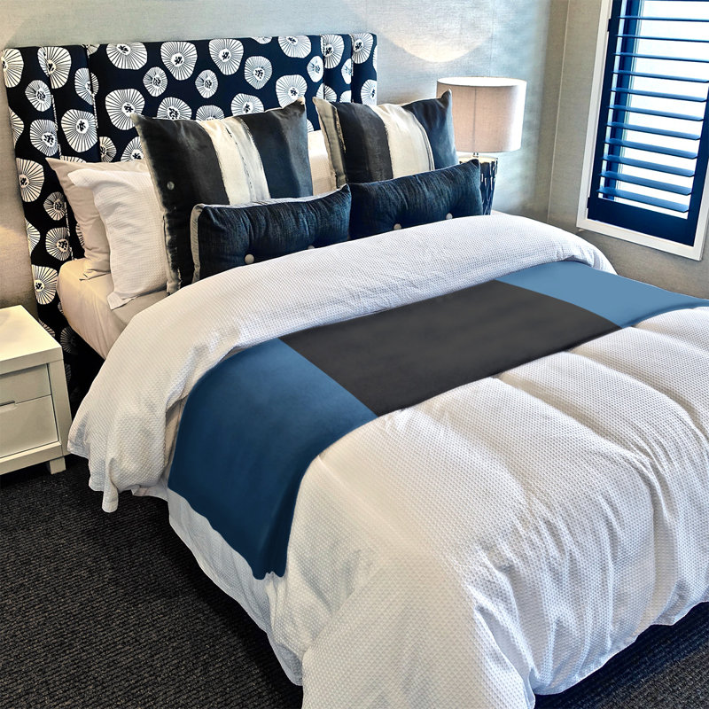 Quilted Throw Blanket, 50" x 60", Blue/Black/Blue, Mink Touch