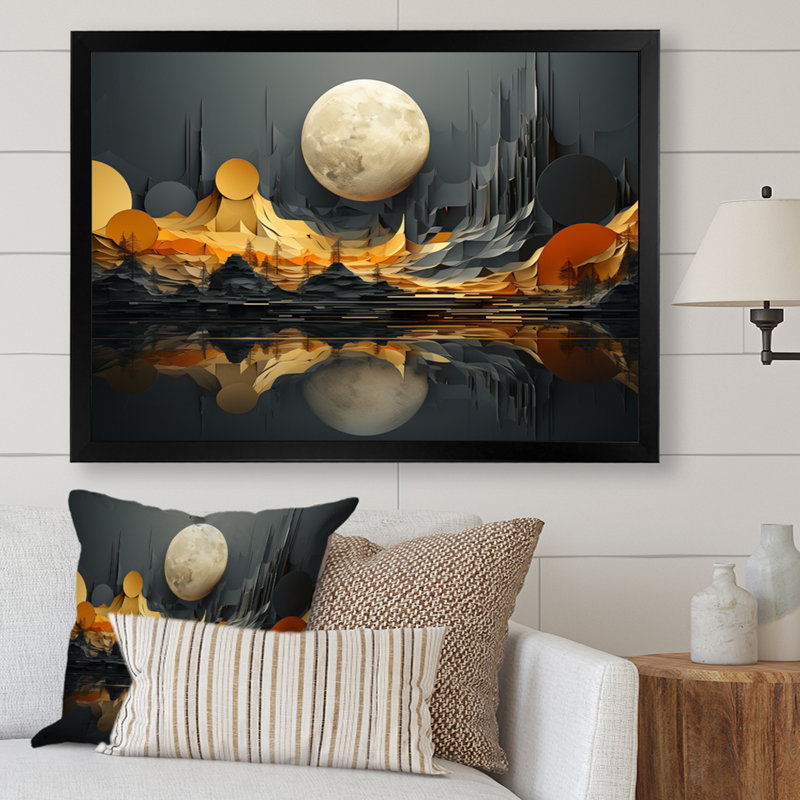 «River Flowing Waters Collage III», art mural moderne, salon, Cadre simple noir, H 24 po x l 32 po x P 1 po