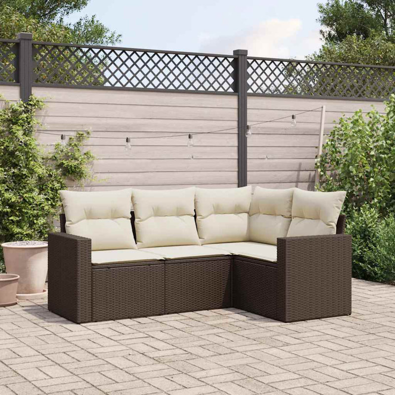 Ensemble de canapé de jardin Vidaxl brun, blanc crème