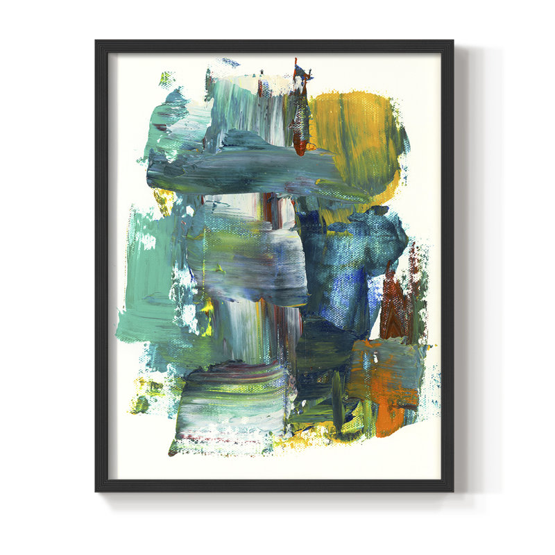 «Abstract I», reproduction encadrée - bois massif, Noir, H 20 po x l 16 po