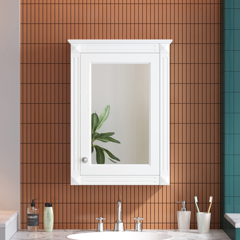 Armoire de salle de bain murale 20 "avec miroir et tablette réglable, au-dessus de la toilette, Blanc