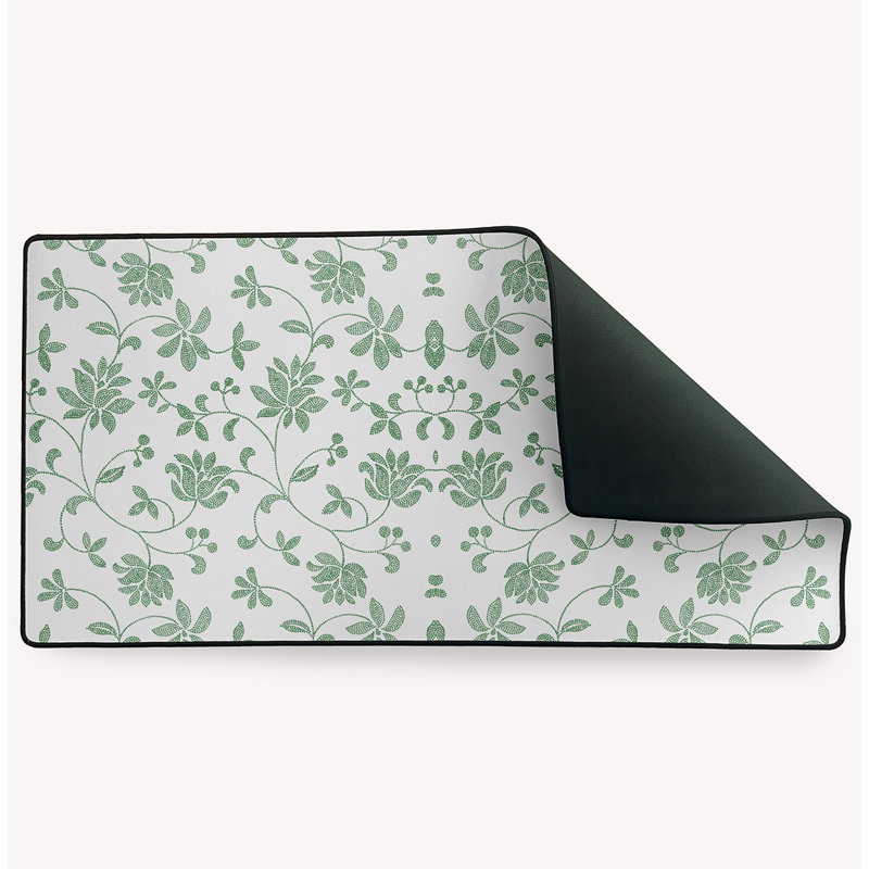 Grand sous-main à motif floral Lanny, Vert