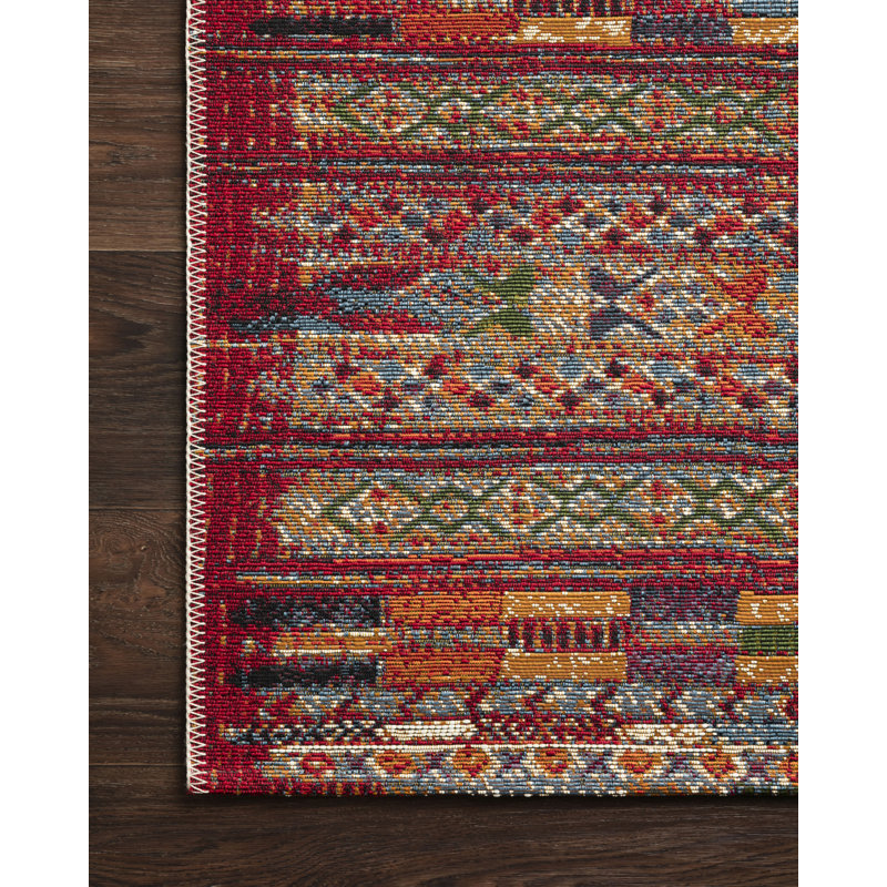 Tapis rouge à motif ikat Parkchester Fiecke