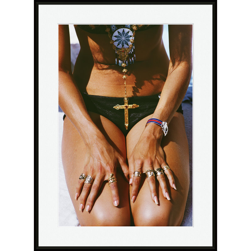 Capri Tan Print by Slim Aarons, 37" H x 27" W , Picture Framed Paper, Black
