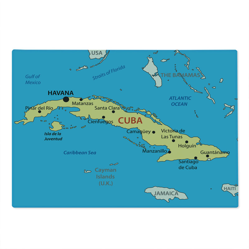 Planche à découper Ambesonne Ocean grande République moderne de Cuba, jaune, blanc et bleu
