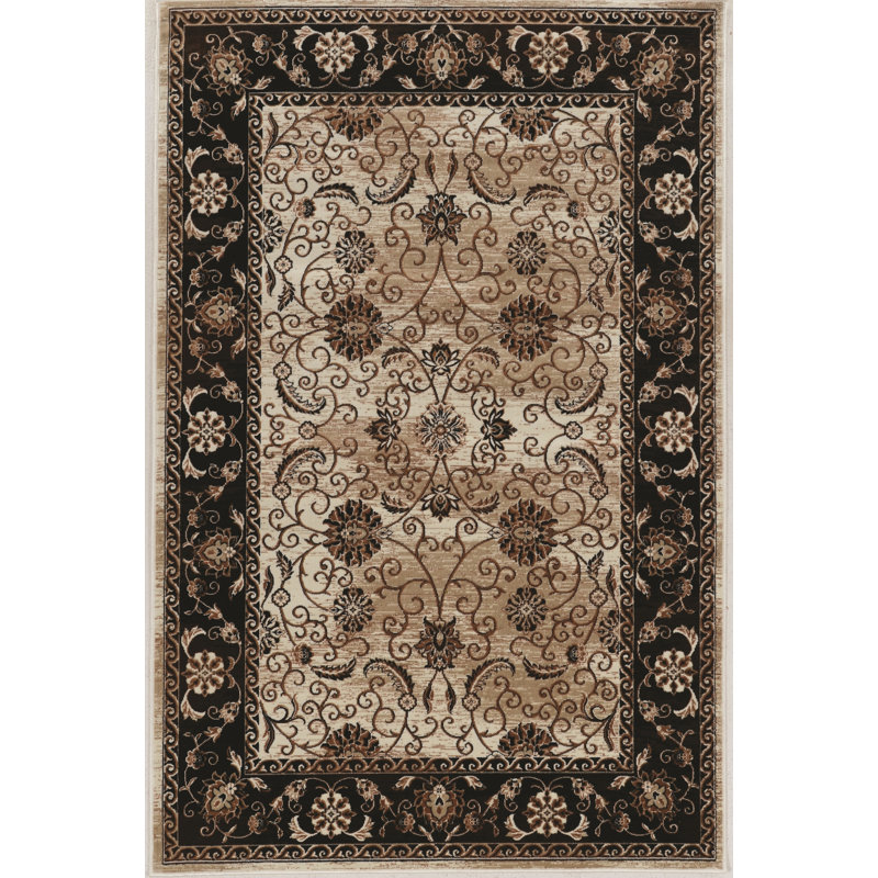 Shelbina Oriental Brown and Beige Soft Low Pile Area Rug, Rectangle 2' x 3'