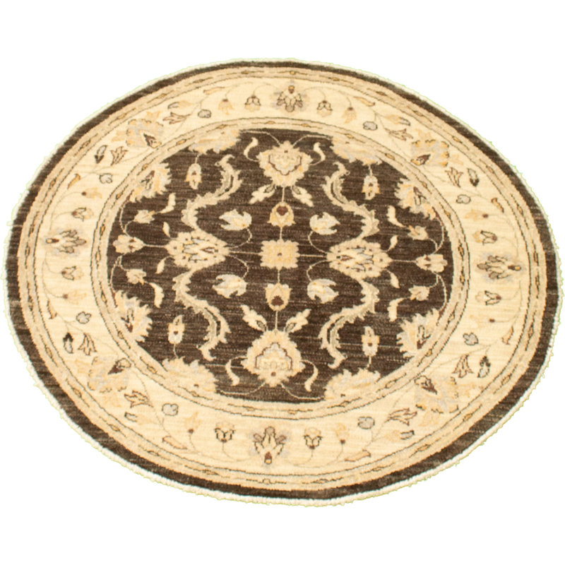 Tapis décoratif en laine ronde de conception unique 4 pi 2 po noué à la main new age chobi