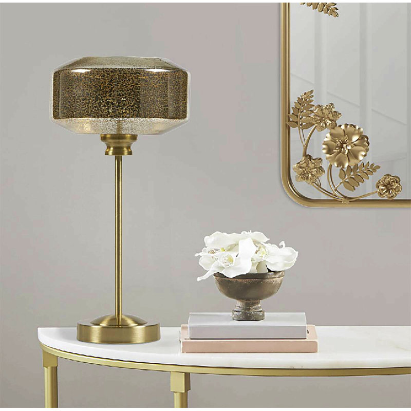 17" Mercury Glass Table Lamp Gold See Below