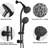 7-setting Shower With Drill- Stainless Steel Rod And Matte Black Double Slide Bar Unit Two Heads 7 Modes