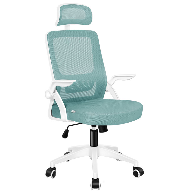 Office Chair with Headrest, Cyan
