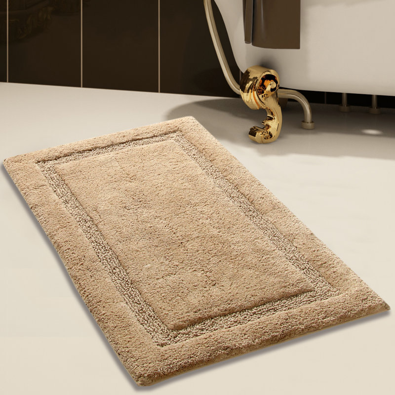 Ensemble de tapis pour salle de bain à rayures 100% coton Purifoy, Beige