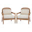 De 2 fauteuils de style Mid-Century avec dossier en bois massif à finition noyer, dossier et revêtement rayé pour salon 26,6 po-839883875